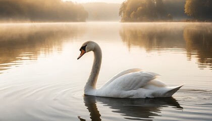 Fototapeta premium Serene Swan at Sunrise