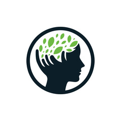 mental health care silhouette vector clip art logo design