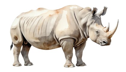 Obraz premium White Rhinoceros, Powerful Mammal, Wildlife Portrait