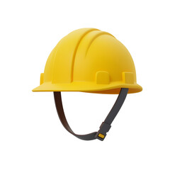 Yellow construction safety helmet isolated on transparent background.