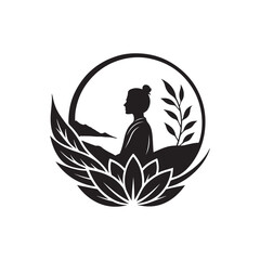 mental health care silhouette vector clip art logo design