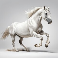Fototapeta premium Majestic White Horse in Motion