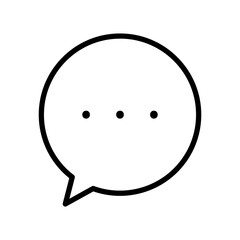 Black single round chat bubble line icon, simple typing message bubble flat design vector pictogram, infographic interface elements for app logo web button ui ux isolated on white background