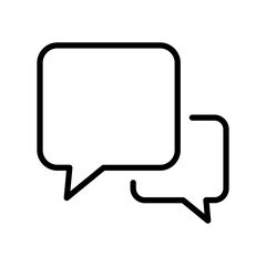 Black single square chat line icon, simple talk bubble speech flat design vector pictogram, infographic interface elements for app logo web button ui ux isolated on white background