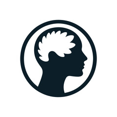 mental health care silhouette vector clip art logo design