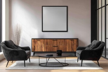 Stylish living room interior with furniture and modern design elements