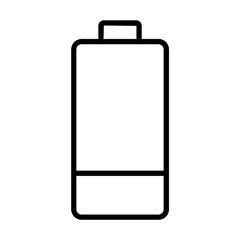 Black single low battery indicator line icon, simple charging flat design vector pictogram illustration, infographic interface elements for app logo web button ui ux isolated on white background