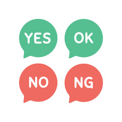 YES,NO,OK,NG　アイコン　イラストセット（吹き出し）