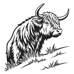 Obraz premium Highland cow minimalist and simple silhouette vector image (8).eps