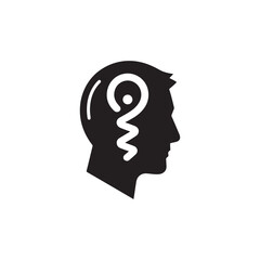 mental health care silhouette vector clip art logo design