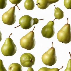 Floating Green Pears, Fresh Fruit Seamless Pattern