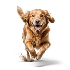 Fototapeta premium Happy Golden Retriever Running and Playing