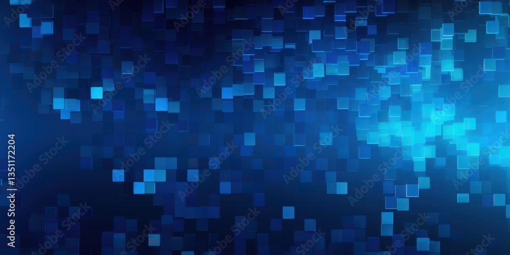 Poster technology background with falling pixel bits