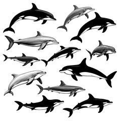 Obraz premium Diverse Dolphin and Orca Collection