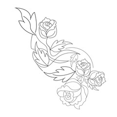 An illustration of a vector Rose flower in continuous line art drawing style.