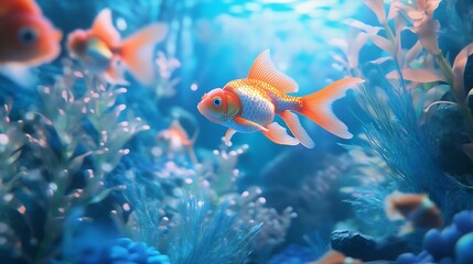 Graceful goldfish in motion wallpapers