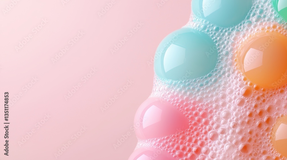 Aufkleber a vibrant close-up of colorful bubbles in pastel shades, creating a playful and modern abstract desi