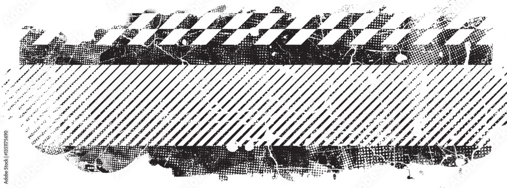 Aufkleber Grunge textured banner with rough edges. Halftone dots texture. Overlay grunge texture . Simply place texture over any object to create grunge effect . Banner with scratched surface for your design. 