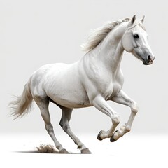 Obraz premium White Horse Running, Dynamic Pose