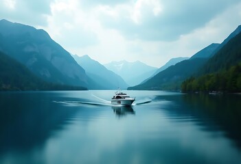 Green mountains and Waterfalls in Sognefjord Scandinavia