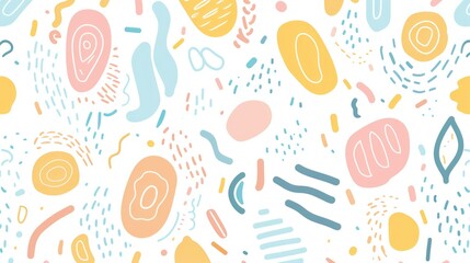 Abstract Seamless Pattern with Pastel Colors and Organic Shapes