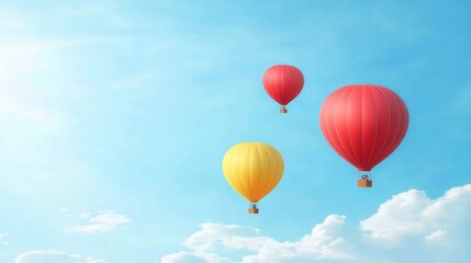 Obraz premium Magnificent hot air balloons soaring through the expansive blue sky on sunny day