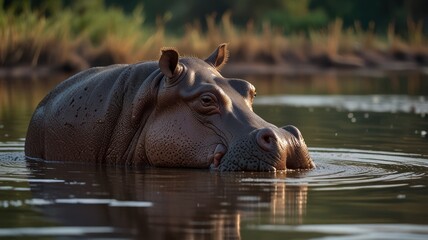 Hippopotamus in a river (1)