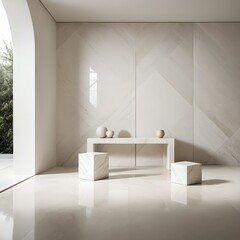 Minimalist Modern Interior Design with White Marble