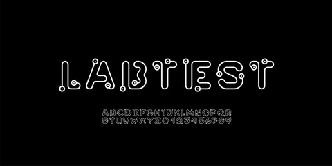 Digital alphabet font made ring and dot