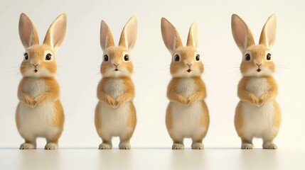 Obraz premium Group four rabbits standing upright furry bodies images
