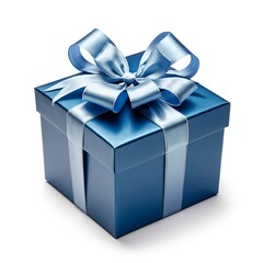 Obraz premium Blue Gift Box with Ribbon Bow