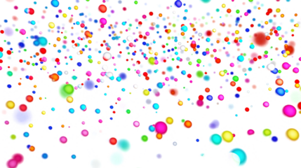 Colorful dots scattered on transparent or white background