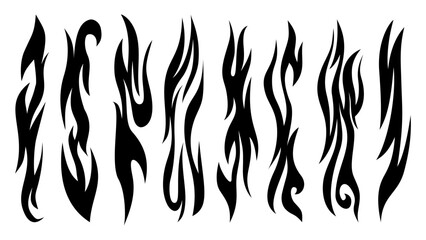 tribal fire symbol design. fire flame vector illustration. Flame decal. Tribal fire vinyl stickers for transportation. Burning element with curves for vehicle. y2k gothic flame stickers.
