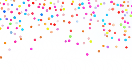 Colorful dots scattered on transparent or white background