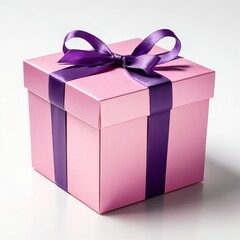 Obraz premium Pink Gift Box with Purple Ribbon