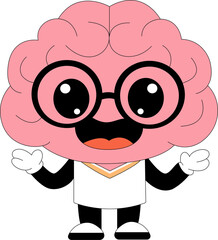 funny cartoon brain scientist character 