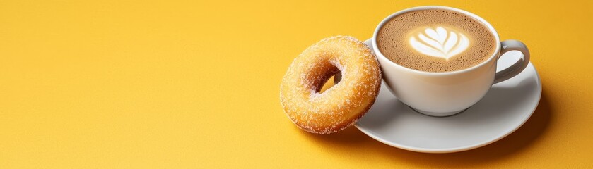 Fototapeta premium Delicious coffee and donut duo sweet treat to start your day with flavor energy