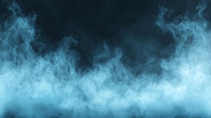 Fototapeta premium Mystical blue smoke abstract swirls on dark background for artistic design and visual effects