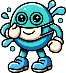 Cute water droplet mascot vector
