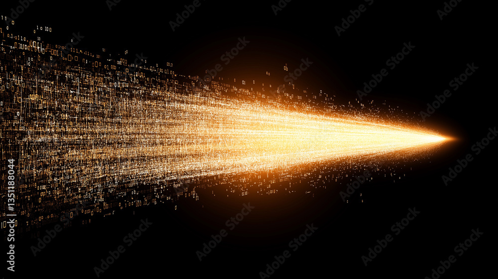 Aufkleber golden spark trail: a mesmerizing trail of golden sparks streaks across the darkness, creating a dyn