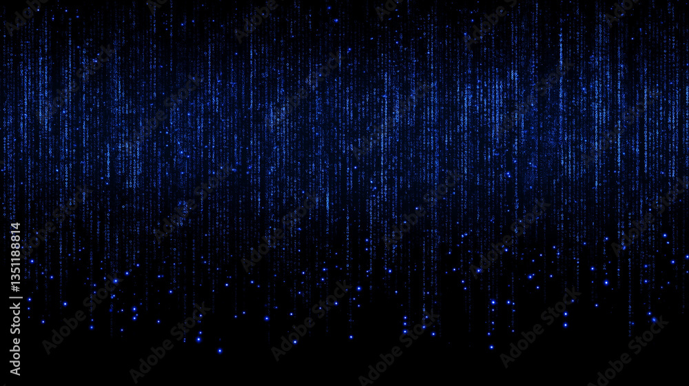 Poster abstract blue raindrop: a mesmerizing visual of shimmering blue raindrops cascade downward, creating