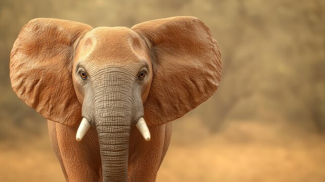 Majestic elephant with an exceptionally long trunk stunning portrait of wildlife in its natural habitat - Powered by Adobe