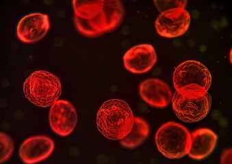 Microscopic view of red blood cells in a vibrant display.