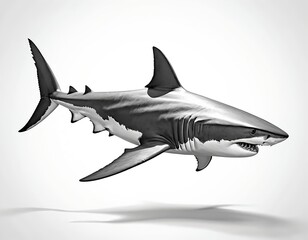 Obraz premium Great White Shark in Monochrome