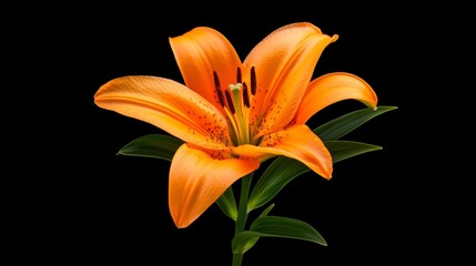 Obraz premium Striking orange lily flower on black vibrant floral display of nature beauty