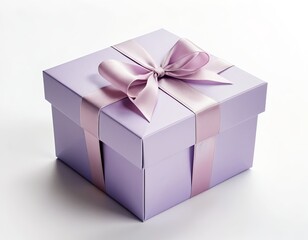 Obraz premium Lavender Gift Box with Pink Ribbon