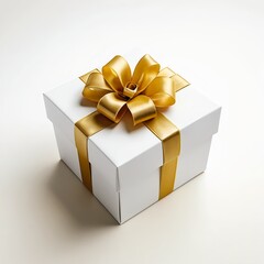 Obraz premium White Gift Box with Gold Ribbon