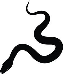 Fototapeta premium Black silhouette of a winding snake, isolated on a white background, pattern design