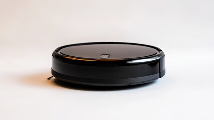 Efficient cleaning with smart technology black robot vacuum on white surface automated