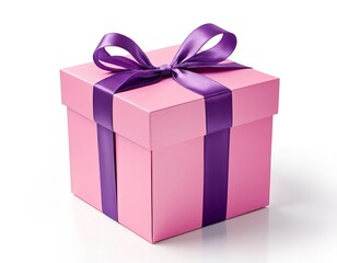 Obraz premium Pink Gift Box with Purple Ribbon